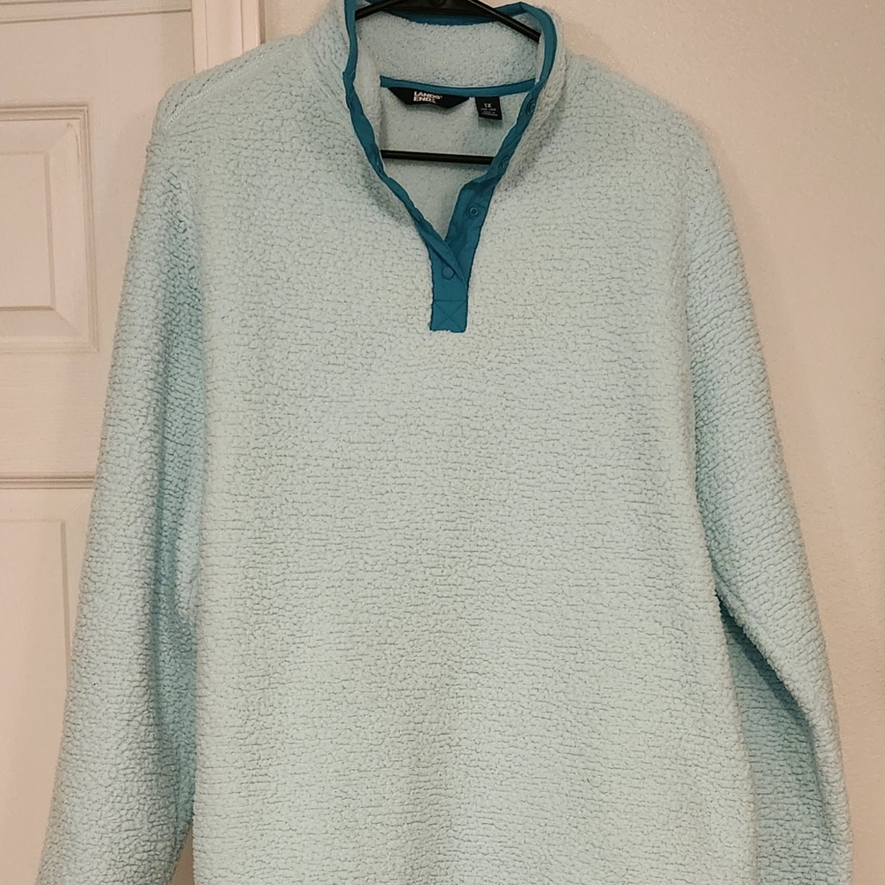 LANDS' END Blue Sherpa Pullover